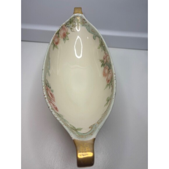 VTG BELLEEK Lenox Large Compote Center Piece Hand Painted ROSE 12in. GOLD TRIM - Picture 2 of 11